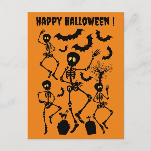 Halloween Skeletons Macabre Dance Briefkaart (Voorkant)