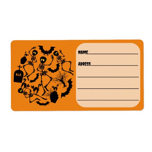Halloween Skeletons Macabre Dance Etiket (Voorkant)