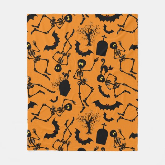 Halloween Skeletons Macabre Dance Fleece Deken (Voorkant)