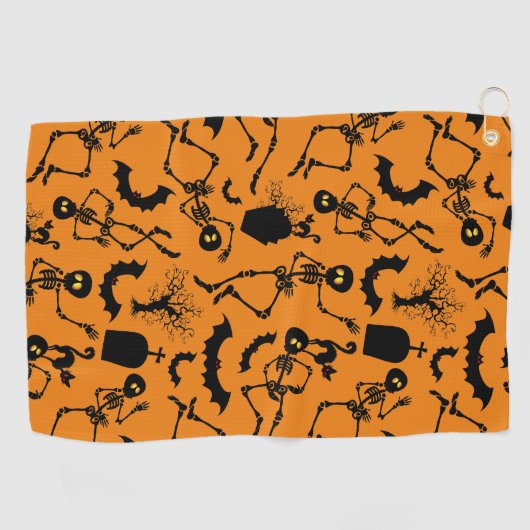 Halloween Skeletons Macabre Dance Golfhanddoek (Horizontaal)