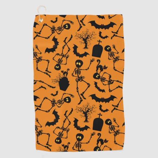Halloween Skeletons Macabre Dance Golfhanddoek (Voorkant)