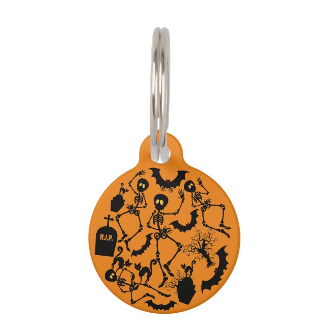 Halloween Skeletons Macabre Dance Huisdierpenning (Voorkant)