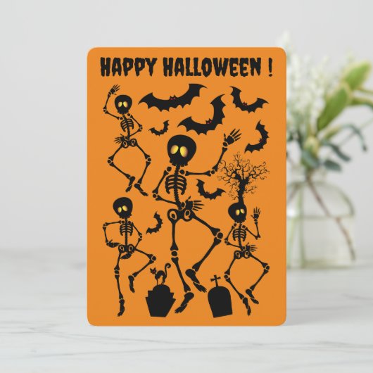 Halloween Skeletons Macabre Dance Kaart (Staand voorkant)