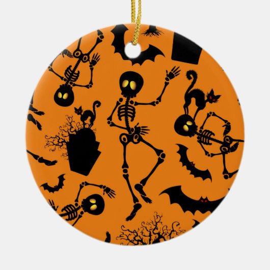Halloween Skeletons Macabre Dance Keramisch Ornament (Voorkant)