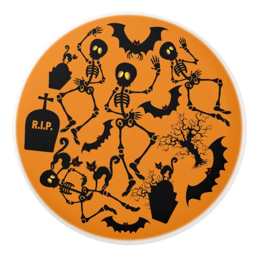Halloween Skeletons Macabre Dance Keramische Knop (Voorkant)