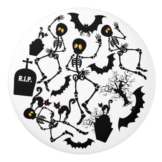 Halloween Skeletons Macabre Dance Keramische Knop (Voorkant)