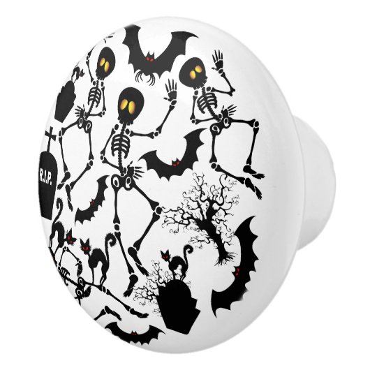 Halloween Skeletons Macabre Dance Keramische Knop (Rechts)