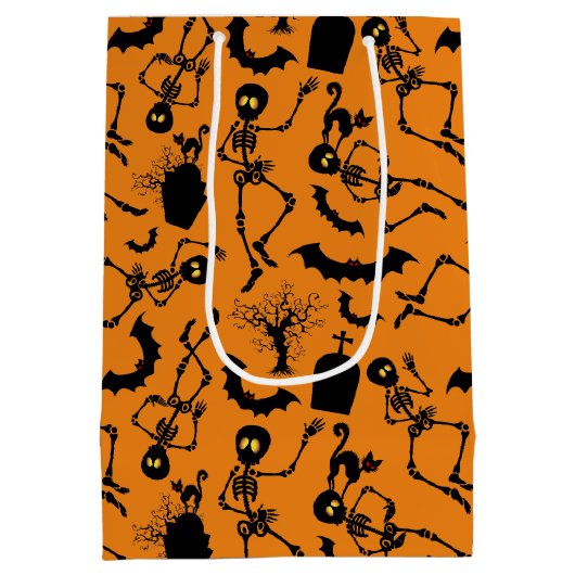 Halloween Skeletons Macabre Dance Medium Cadeauzakje (Achterkant)