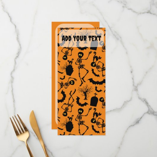 Halloween Skeletons Macabre Dance Menu (Voorkant / Achterkant in situ)
