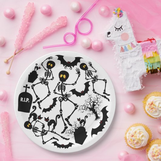 Halloween Skeletons Macabre Dance Papieren Bordje (Feest)