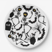 Halloween Skeletons Macabre Dance Papieren Bordje (Voorkant)