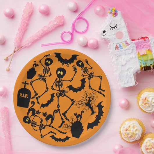 Halloween Skeletons Macabre Dance Papieren Bordje (Feest)