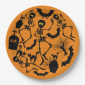 Halloween Skeletons Macabre Dance Papieren Bordje (Voorkant)