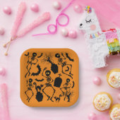 Halloween Skeletons Macabre Dance Papieren Bordje (Feest)