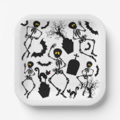Halloween Skeletons Macabre Dance Papieren Bordje (Voorkant)