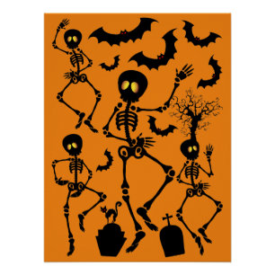 Halloween Skeletons Macabre Dance Perfect Poster