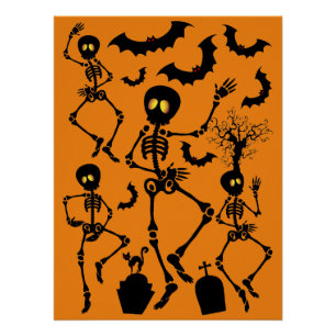 Halloween Skeletons Macabre Dance Perfect Poster