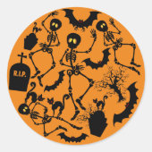 Halloween Skeletons Macabre Dance Ronde Sticker (Voorkant)