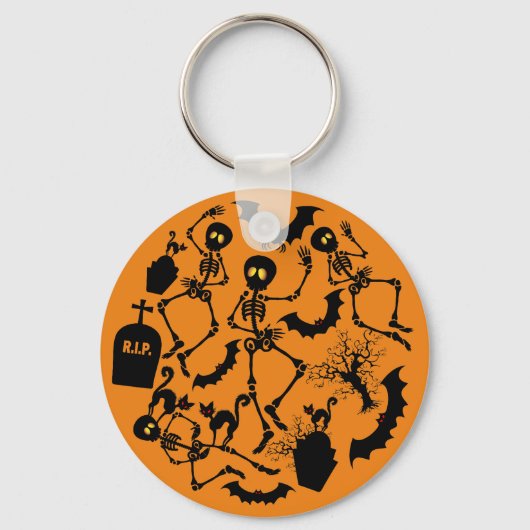 Halloween Skeletons Macabre Dance Sleutelhanger (Voorkant)