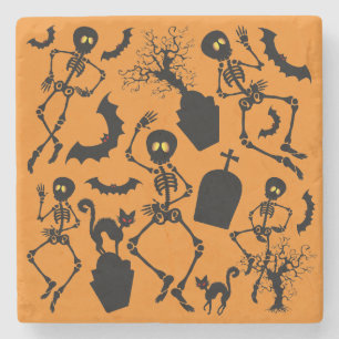 Halloween Skeletons Macabre Dance Stenen Onderzetter