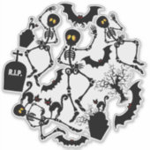 Halloween Skeletons Macabre Dance Sticker (Voorkant)