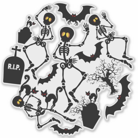 Halloween Skeletons Macabre Dance Sticker (Voorkant)