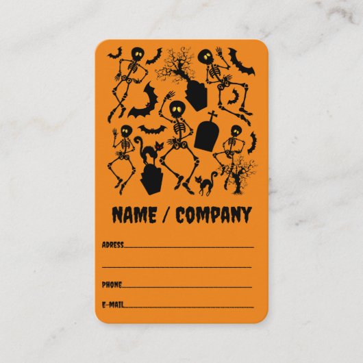 Halloween Skeletons Macabre Dance Visitekaartje (Voorkant)