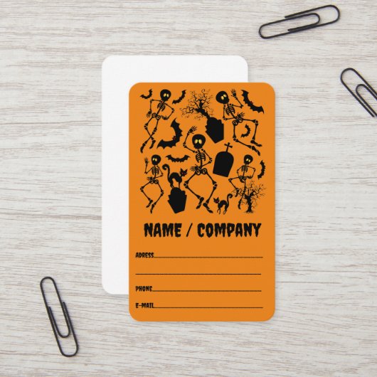 Halloween Skeletons Macabre Dance Visitekaartje (Voorkant / Achterkant in situ)