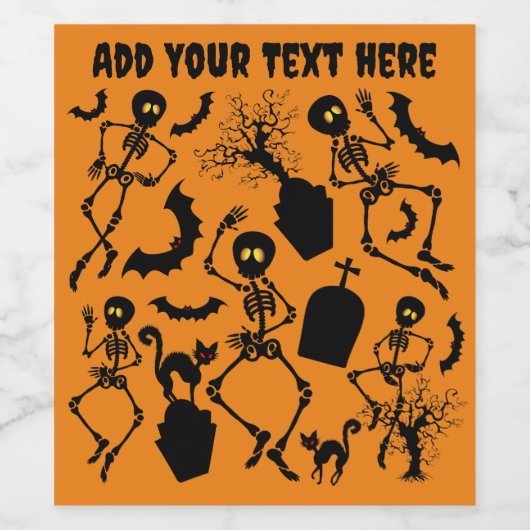 Halloween Skeletons Macabre Dance Wijn Etiket (Enkel label)