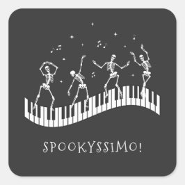 Halloween Skeletons Muziekleraar Spooky Reward Vierkante Sticker