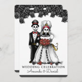 Halloween Skeletons Red Bride Groom samen met Kaart (Voorkant / Achterkant)