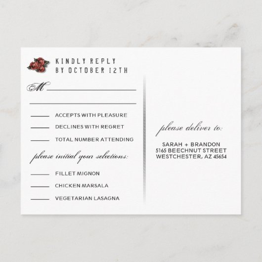 Halloween Skeletons Zwart Grijs & Hart MENU RSVP (Achterkant)