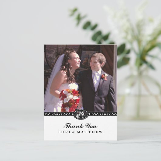 Halloween Skeletons Zwart Wit Foto Dank u Briefkaart (Staand voorkant)