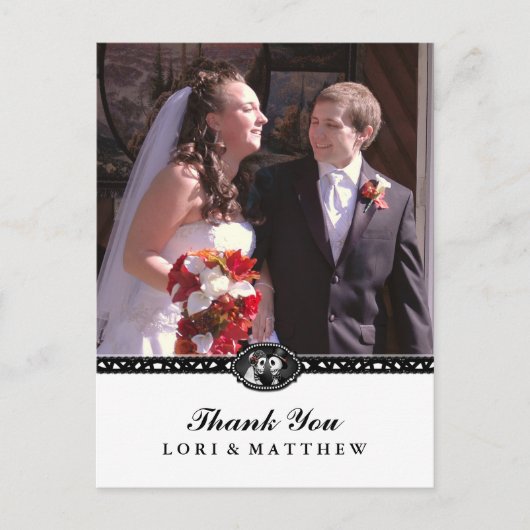 Halloween Skeletons Zwart Wit Foto Dank u Briefkaart (Voorkant)