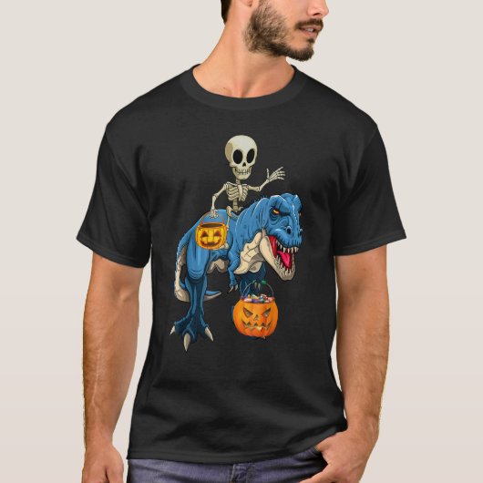 Halloween Skeletrog Dinosaur Rex Pomp T-shirt (Voorkant)