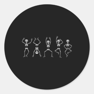 Halloween Skeletten Dansen Grappige Kostuum Mannen Ronde Sticker