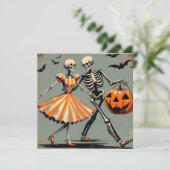 Halloween skeletten en Jack O'Lantern vintage Kaart (Staand voorkant)