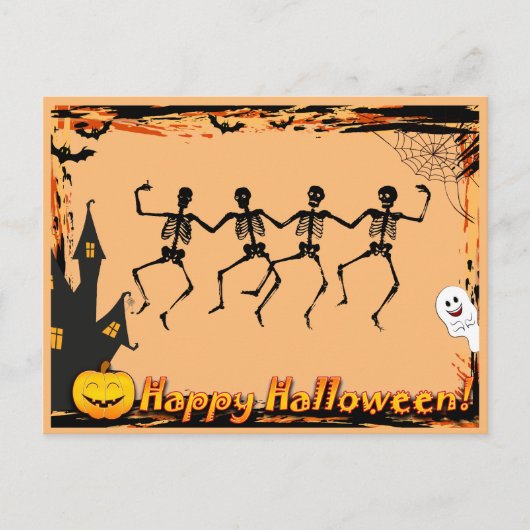Halloween-skeletten Feestdagenkaart (Voorkant)