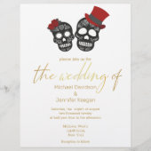 halloween skeletten goud moderne huwelijksuitnodig flyer (Voorkant)