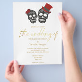 halloween skeletten goud moderne huwelijksuitnodig flyer (Hand)
