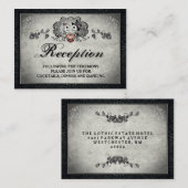 Halloween Skeletten & Heart Black Grey Reception Informatiekaartje (Voorkant / Achterkant)