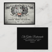 Halloween Skeletten & Heart Black Grey Reception Informatiekaartje (Voorkant / Achterkant)