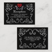Halloween Skeletten & Heart Black White Reception Informatiekaartje (Voorkant / Achterkant)