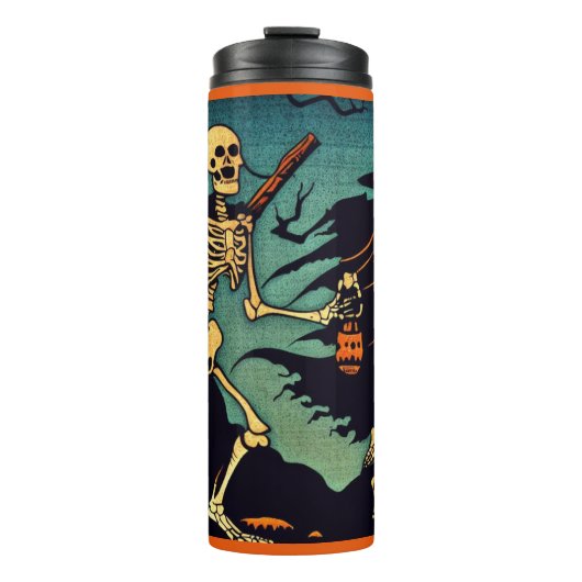Halloween - skeletten houtsnede 2 thermosbeker (Voorkant)