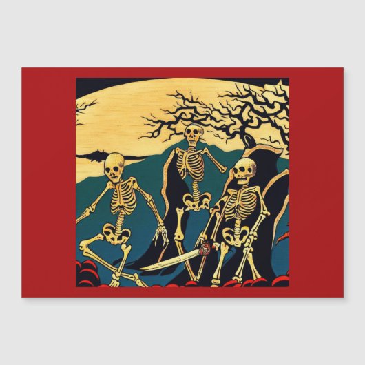 Halloween - Skeletten Houtsnede 4 (Voorkant)