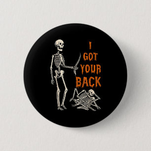 Halloween skeletten Ik sta achter je kostuum Heren Ronde Button 5,7 Cm