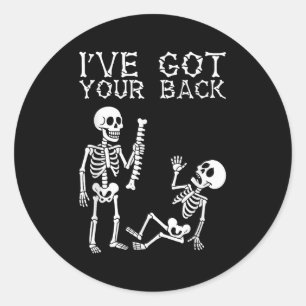 Halloween skeletten Ik sta achter je kostuum Heren Ronde Sticker