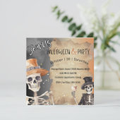 Halloween skeletten in Petten voor griezelig seizo Kaart (Staand voorkant)