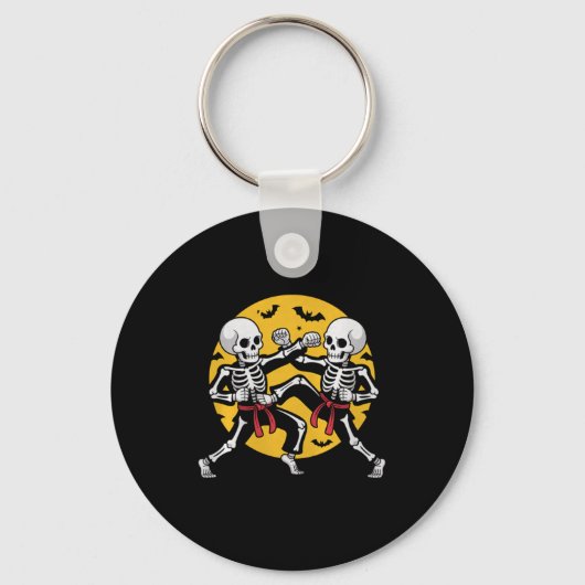 Halloween Skeletten Karate Martial Arts Premium Sleutelhanger (Voorkant)
