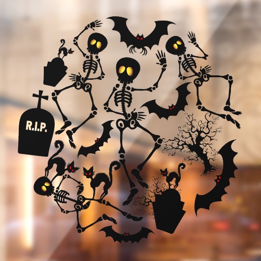 Halloween Skeletten Macabre Dans Venster Cling Raamsticker (Vel 2)